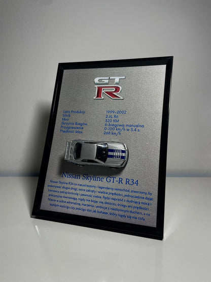 Nissan Skyline GT-R R34 model w ramce na magnes