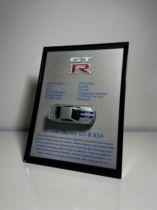 Nissan Skyline GT-R R34 model w ramce na magnes